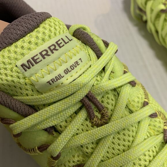Merrell Womens 7.5 Trail Glove 7 Celery Neon Barefoot Hiker Running NEW - Picture 7 of 8